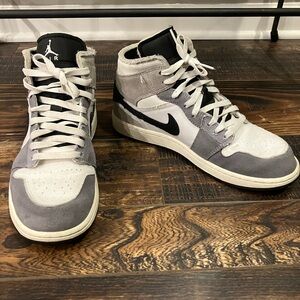Nike Air Jordan Gray and White High Tops